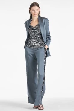 Tuxedo Sequin Alli Pant - Gunmetal 9 Tuxedo Sequin Alli Pant - Gunmetal -Feminine Style Shop ALLIPANT JESSETOP GUNMETAL FRONT2