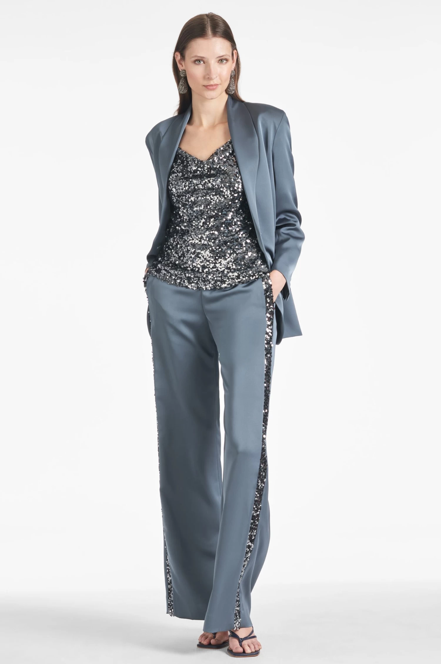 Tuxedo Sequin Alli Pant - Gunmetal 5 Tuxedo Sequin Alli Pant - Gunmetal - Image 3