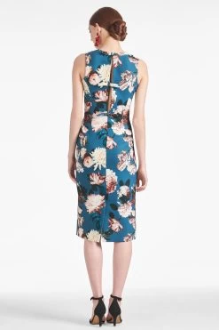 Anna Dress - Teal Garden -Feminine Style Shop ANNADRESS TEALGARDEN BACK