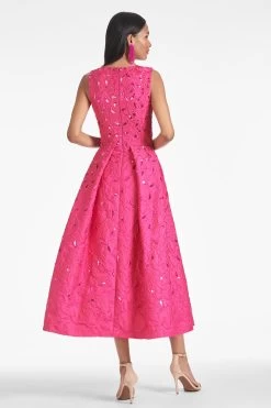 Ashley Gown - Fuchsia -Feminine Style Shop ASHLEYDRESS FUCHSIA BACK