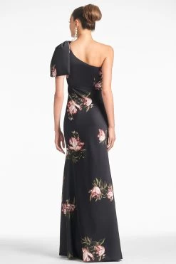 Aubrey Gown - Noir Blossom -Feminine Style Shop AUBREYGOWN NOIRBLOSSOM BACK