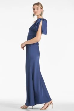 Aubrey Gown - Washed Indigo -Feminine Style Shop AUBREYGOWN WASHEDINDIGO SIDE