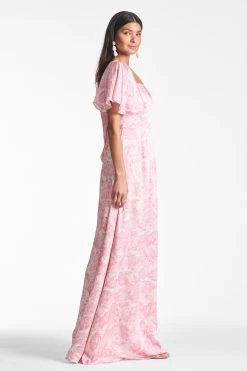 Aurora Gown - Rouge Damask Rose -Feminine Style Shop AURORAGOWN ROUGEDAMASKROSE SIDE2