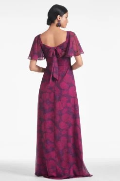 Aurora Gown - Magenta Bloom -Feminine Style Shop AURORAGOWN MAGENTABLOOM BACK