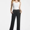 Alli Satin Pants - Black -Feminine Style Shop AlliPants Black Front