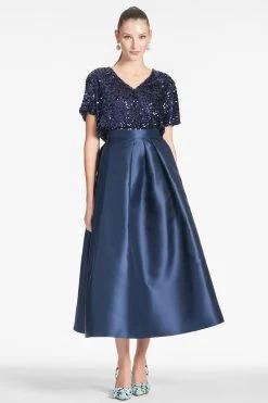 Bette Top - Night Sky 12 Bette Top - Night Sky -Feminine Style Shop BETTETOP LEIGHTONSKIRT NAVY FRONT