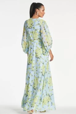 Bianca Gown - Sky Citrine Floral -Feminine Style Shop BIANCAGOWN SKYCITRINEFLORAL BACK d277f89a 12fd 4a7b 97c5 e329c7fd3e25