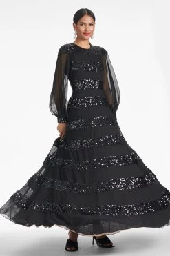 Brenda Gown - Black -Feminine Style Shop BRENDAGOWN BLACK DETAIL