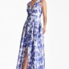 Brooke Gown - Azure Watercolor Floral -Feminine Style Shop BROOKEGOWN AZUREWATERCOLORFLORAL FRONT