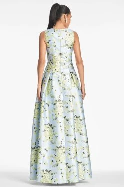 Brooke Gown - Sky Citrine Floral 9 Brooke Gown - Sky Citrine Floral -Feminine Style Shop BROOKEGOWN SKYCITRINEFLORAL BACK