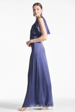 Chelsea Gown - Deep Cobalt -Feminine Style Shop CHELSEAGOWN DEEPCOBALT SIDE2