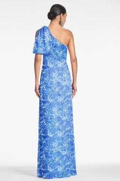 Chelsea Gown - Mediterranean Blooms -Feminine Style Shop CHELSEAGOWN MEDITERRANEANBLOOM BACK