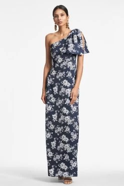 Chelsea Gown - Navy & Ivory Peony
