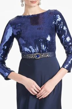Feminine Style Shop -Feminine Style Shop CHRISTABELGOWN SAPPHIRE MIDNIGHT DETAIL