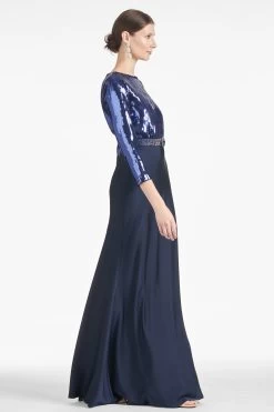 Christabel Gown - Sapphire/Midnight -Feminine Style Shop CHRISTABELGOWN SAPPHIRE MIDNIGHT SIDE