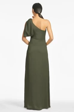 Chelsea Gown - Moss Green -Feminine Style Shop ChelseaGown MossGreen Back