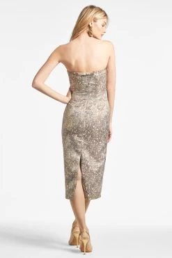 Isa Dress - Gilded Floral -Feminine Style Shop ISADRESS GILDEDFLORAL BACK