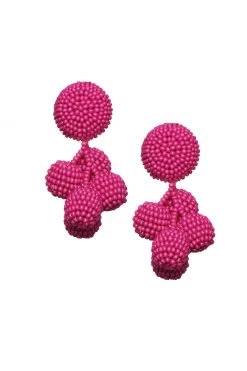Mini Coconuts Earrings - Smooth Beads -Feminine Style Shop J18E02 MINICOCONUTS FUCHSIA