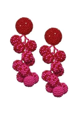 Ombre Coconuts Earrings - Smooth Beads -Feminine Style Shop J18E24 OMBRECOCONUTS GOJIBERRY FUCHSIA