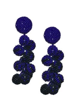 Ombre Coconuts Earrings - Smooth Beads -Feminine Style Shop J18E24 OMBRECOCONUTS IMPERIALBLUE NAVY