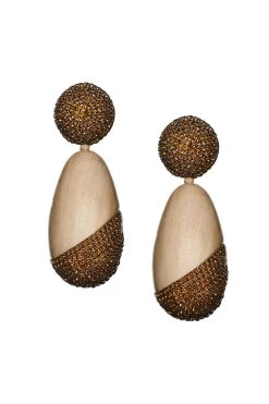 Christina Earrings - Wood / Crystals -Feminine Style Shop J21E05 CHRISTINAEARRING AMBER