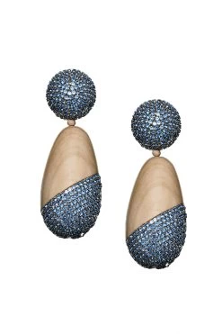 Christina Earrings - Wood / Crystals -Feminine Style Shop J21E05 CHRISTINAEARRING ICEBLUE
