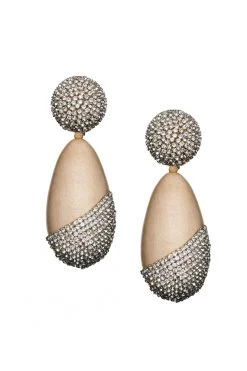 Christina Earrings - Wood / Crystals -Feminine Style Shop J21E05 CHRISTINAEARRING PANTOCRYSTAL