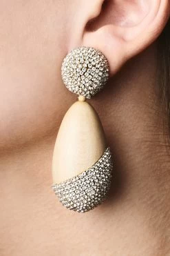 Christina Earrings - Wood / Crystals -Feminine Style Shop J21E05 CHRISTINAEARRING PANTOCRYSTAL 167ad0af 2f6c 4c67 8957 43fd8071d50d