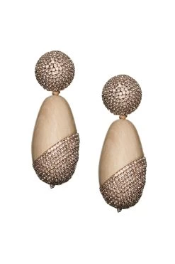 Christina Earrings - Wood / Crystals -Feminine Style Shop J21E05 CHRISTINAEARRING ROSEGOLD