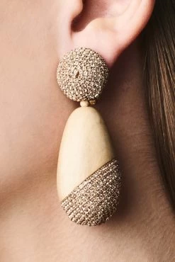 Christina Earrings - Wood / Crystals -Feminine Style Shop J21E05 CHRISTINAEARRING ROSEGOLD fd33b94b 4cc3 42d1 b035 8b00f0228dea