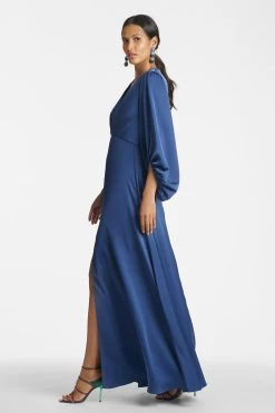 Jenny Gown - Washed Indigo 10 Jenny Gown - Washed Indigo -Feminine Style Shop JennyGown WashedIndigo Side 1