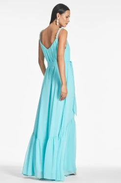 Kami Gown - Swiss Blue -Feminine Style Shop KAMIGOWN SWISSBLUE BACK