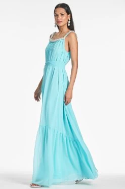 Kami Gown - Swiss Blue -Feminine Style Shop KAMIGOWN SWISSBLUE SIDE