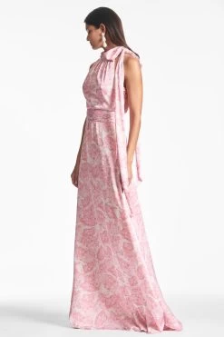 Kayla Gown - Rouge Damask Rose -Feminine Style Shop KAYLAGOWN ROUGEDAMASKROSE SIDE