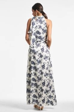 Kayla Gown - Ivory & Navy Peony -Feminine Style Shop KAYLAGOWN IVORYNAVYPEONY BACK