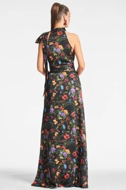 Kayla Gown - Noir Wildflower -Feminine Style Shop KAYLAGOWN NOIRWILDFLOWER BACK