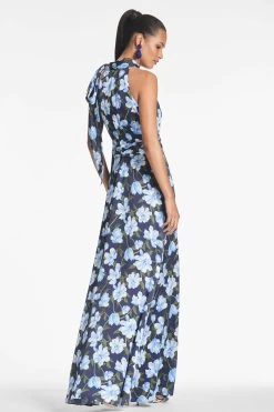 Kayla Gown - Ocean Blue Magnolia -Feminine Style Shop KAYLAGOWN OCEANBLUEMAGNOLIA BACK