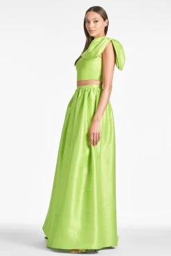 Kyla Top - Electric Lime -Feminine Style Shop KYLATOP SYDNEYSKIRT ELECTRICLIME SIDE