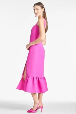 Laura Dress - Cerise -Feminine Style Shop LAURADRESS CERISE SIDE