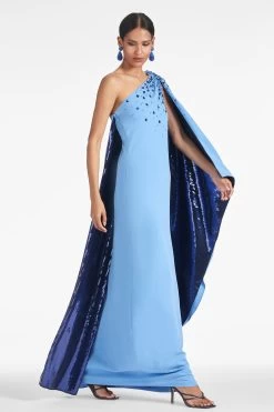 Leila Gown - Periwinkle/Sapphire -Feminine Style Shop LEILAGOWN PERIWINKLE SAPPHIRE SIDE2