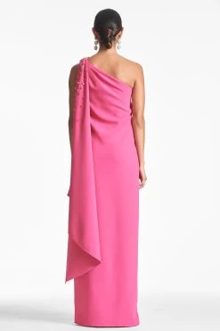 Leslie Gown - Rose Pink -Feminine Style Shop LESLIEGOWN ROSEPINK BACK