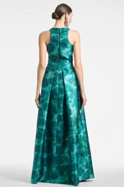 Lexie Top - Emerald Watercolor Floral -Feminine Style Shop LEXIETOP AVASKIRT EMERALDWATERCOLORFLORAL BACK