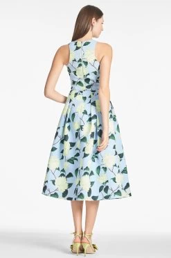 Lydia Skirt - Sky Citrine Peonies -Feminine Style Shop LEXIETOP LYDIASKIRT SKYCITRINEFLORAL BACK