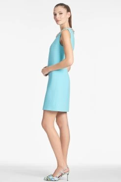 Liz Dress - Swiss Blue 9 Liz Dress - Swiss Blue -Feminine Style Shop LIZDRESS SWISSBLUE SIDE