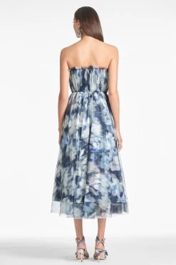 Marni Dress - Blue Ikat Floral 10 Marni Dress - Blue Ikat Floral -Feminine Style Shop MARNIDRESS BLUEIKATFLORAL BACK