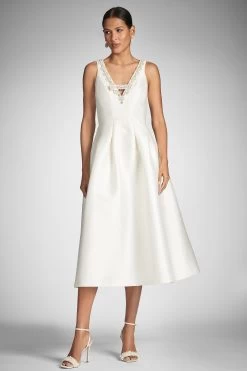Millie Dress - Off White -Feminine Style Shop MILLIEDRESS OFFWHITE FRONT