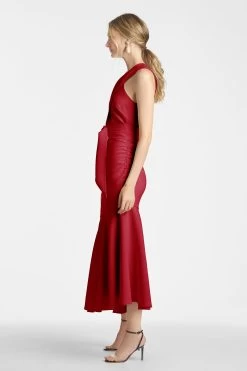 Naomi Dress - Dark Red 8 Naomi Dress - Dark Red -Feminine Style Shop NaomiDress DarkRed Side 1