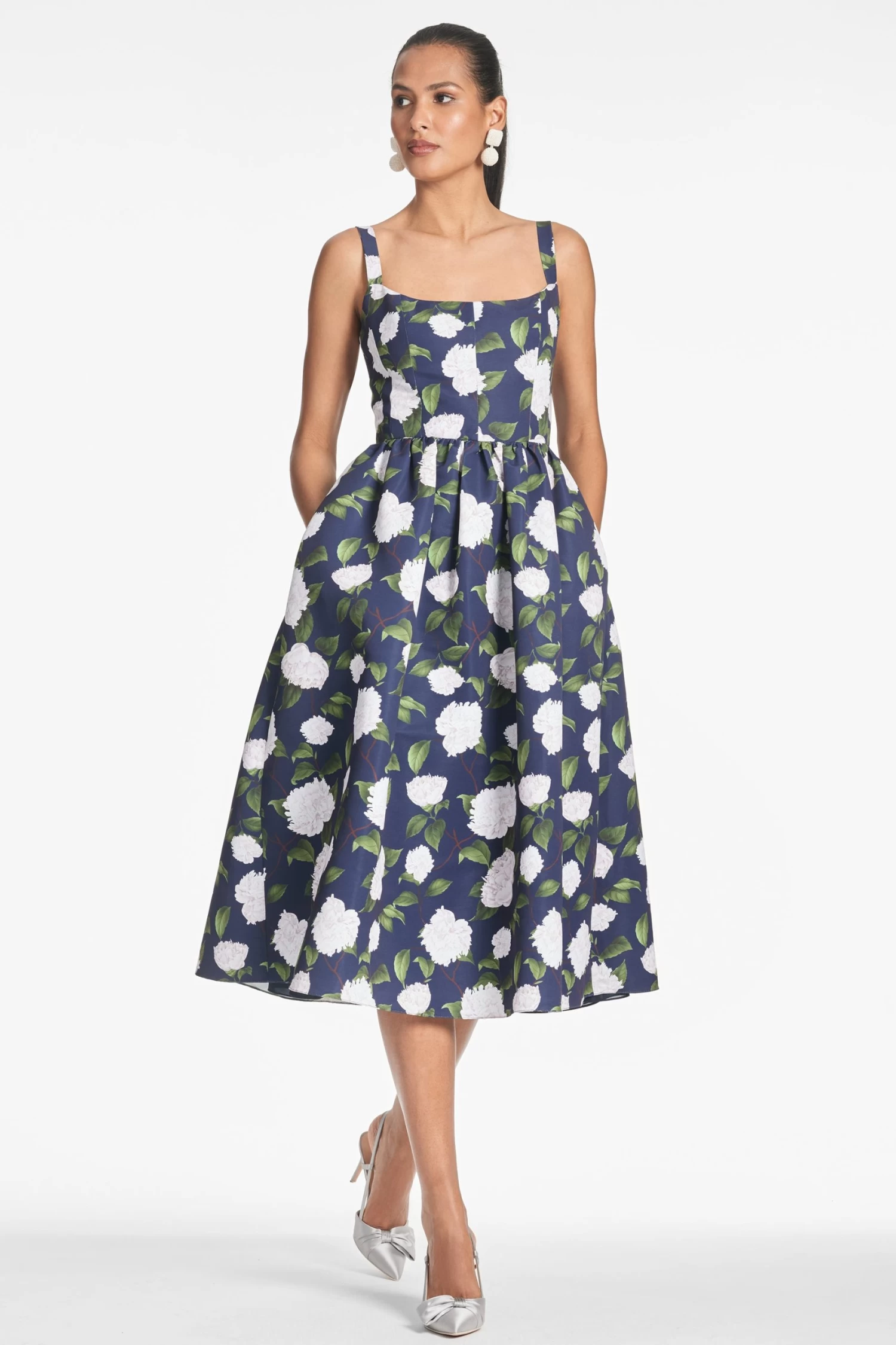 Olena Dress - Navy/Ivory Moonlit Garden 6 Olena Dress - Navy/Ivory Moonlit Garden - Image 4