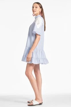 Palma Dress - Pinstripe -Feminine Style Shop PALMADRESS PINSTRIPE SIDE