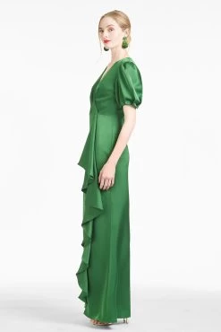 Mila Gown - Emerald -Feminine Style Shop R221G10 310 MILAGOWN EMERALD SIDE